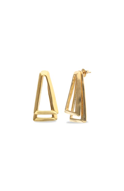 Gold-tone Open Triangle Stud Earrings