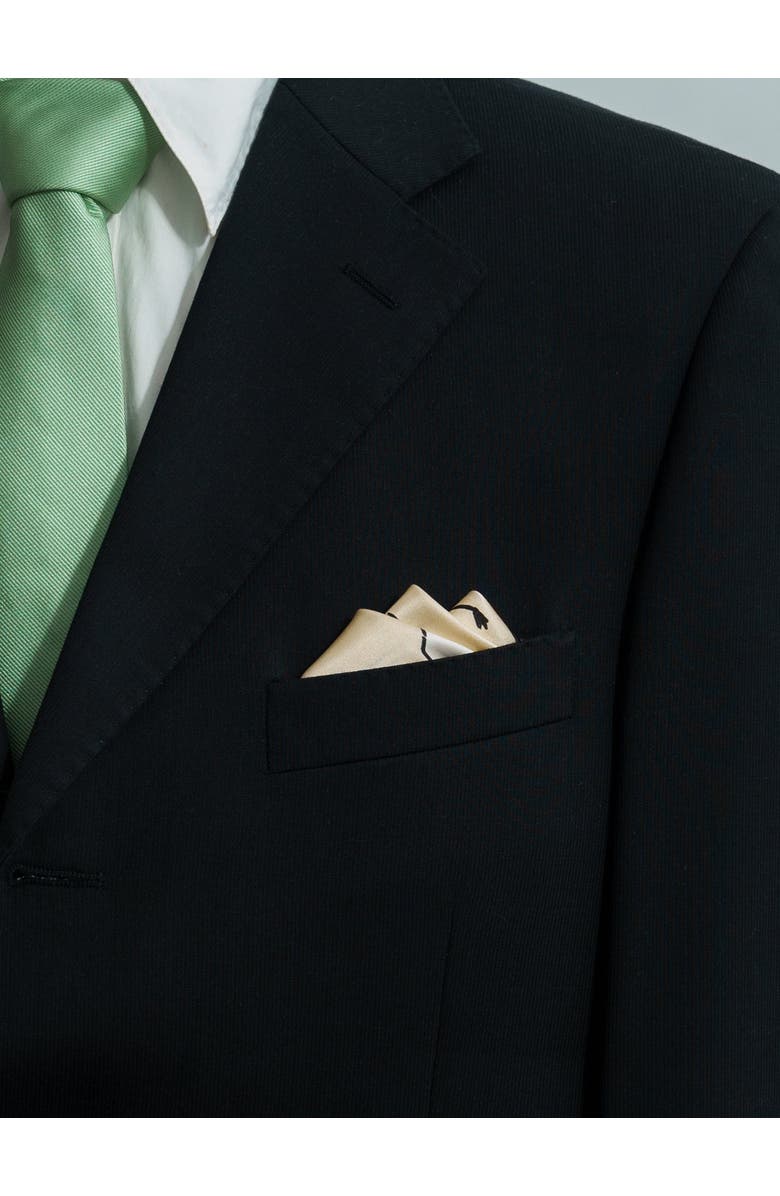 Lost Pattern "Little Egret" Silk Pocket Square, Alternate, color, Beige