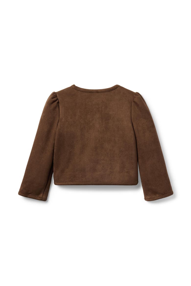 The Sueded Puff Sleeve Jacket, Alternate, color, Brown