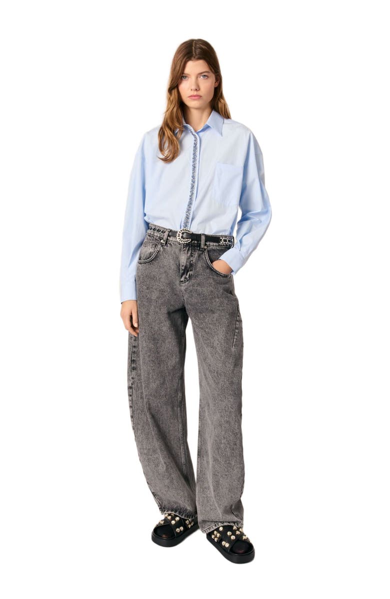 maje Poplin shirt with rhinestones, Main, color, 