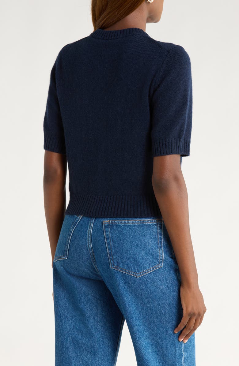 Reformation Cashmere & Wool Crop Cardigan, Alternate, color, Navy