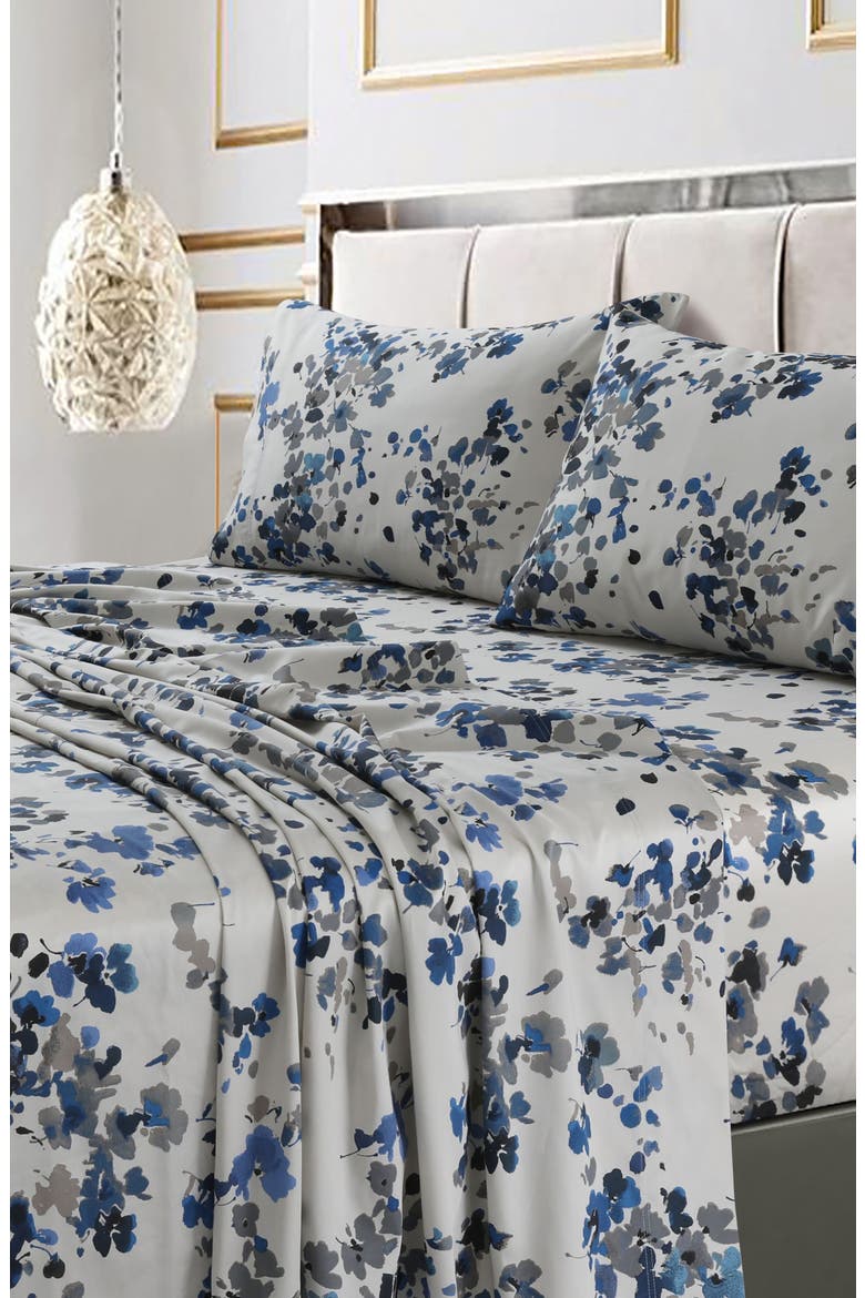 Lisbon 300 Thread Count Cotton Sateen Sheet Set, Alternate, color, BLUE