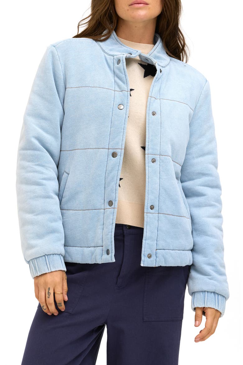 Malia Quilted Denim Puffer Jacket, Main, color, LIGHT WASH