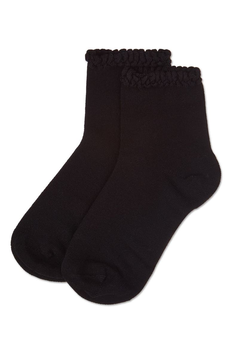 Bubble Stitch Welt Anklet Socks, Alternate, color, Black