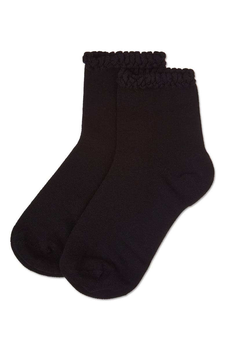 MeMoi Bubble Stitch Welt Anklet Socks, Alternate, color, Black