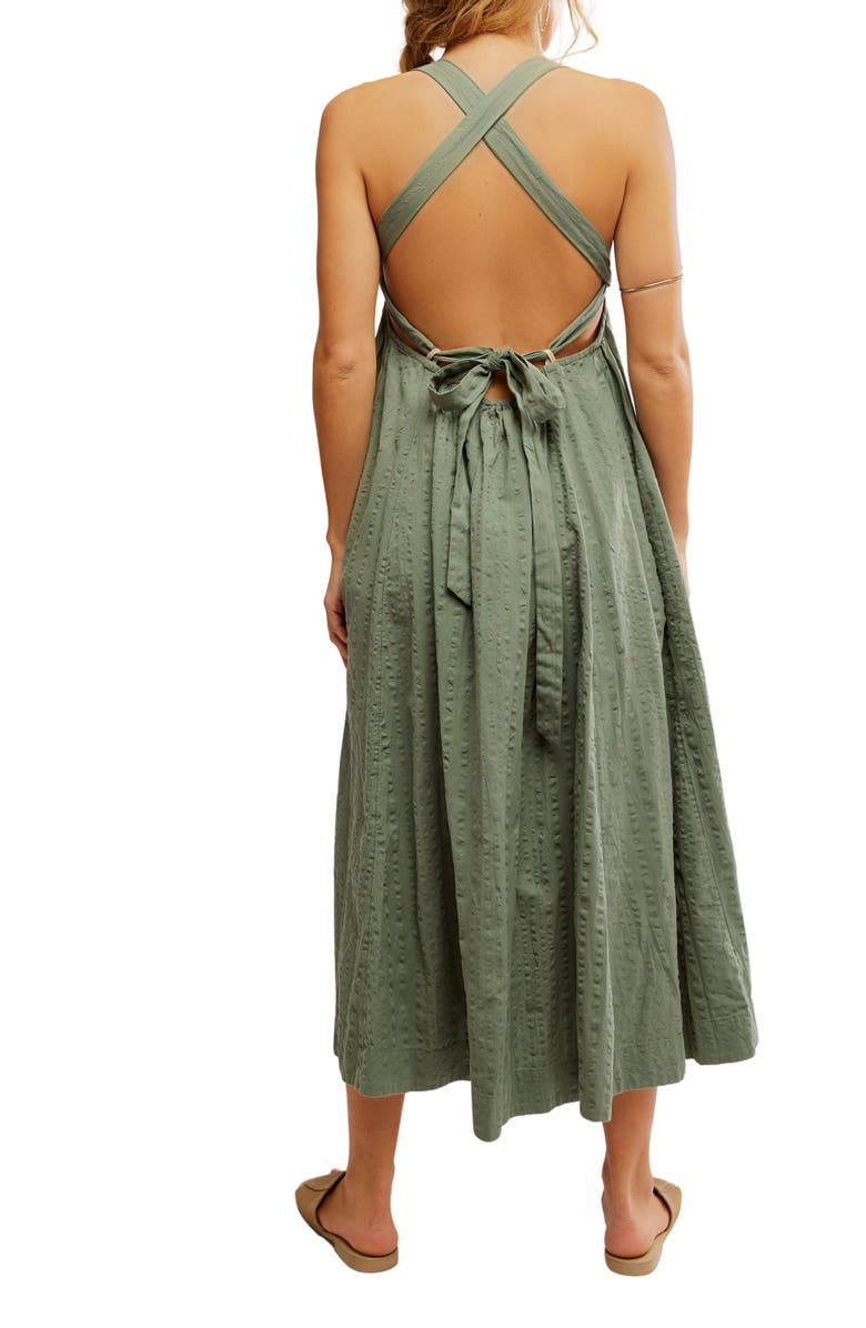 Free People Poppy Cotton Seersucker Midi Dress, Alternate, color, Lily Pad