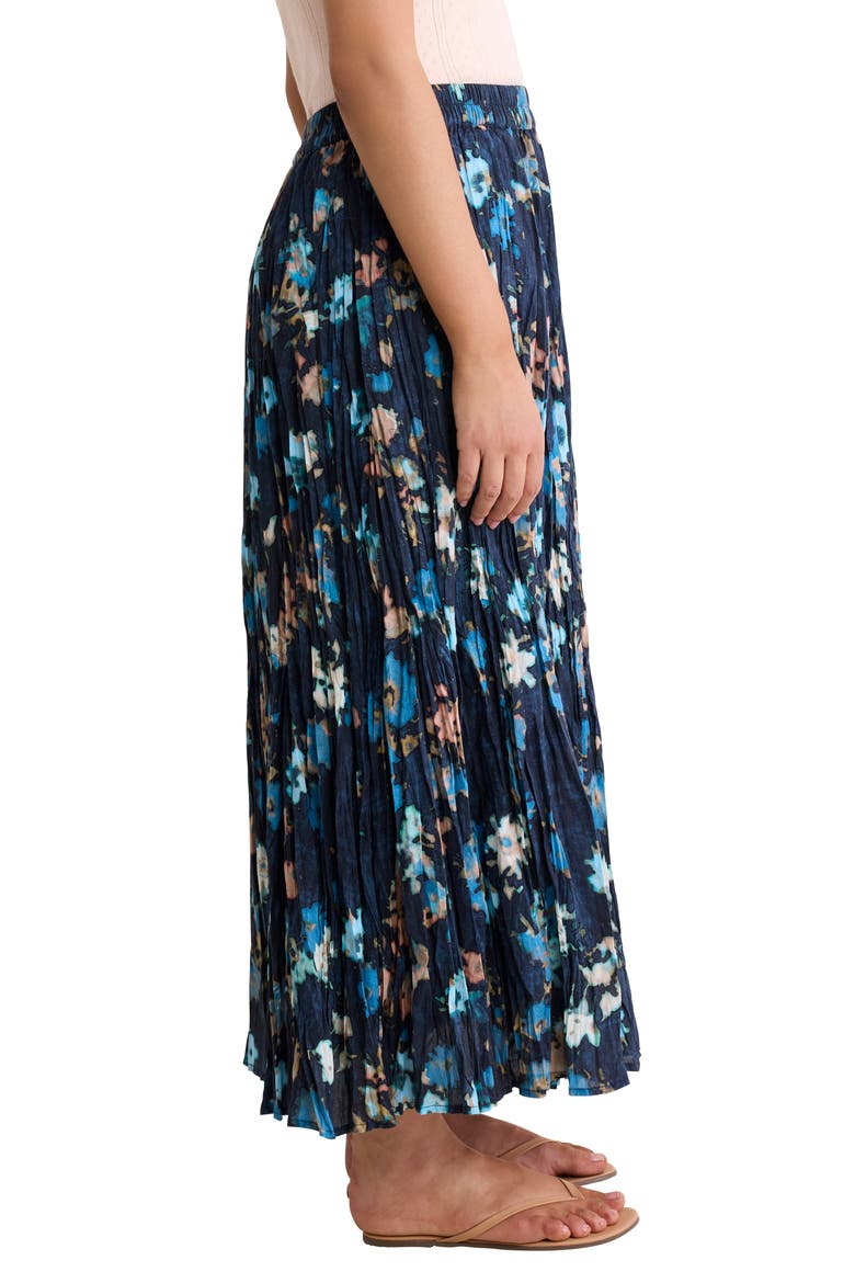 Floral Cotton Crinkle Midi Skirt, Alternate, color, INDIGO MULTI
