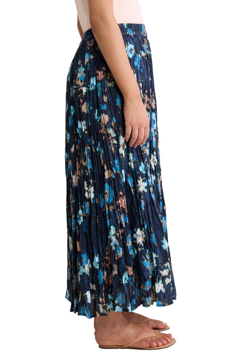 NIC+ZOE Floral Cotton Crinkle Maxi Skirt, Alternate, color, Indigo Multi