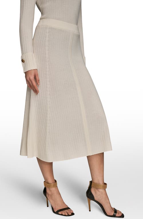 Donna Karan New York Rib Midi Sweater Skirt In White