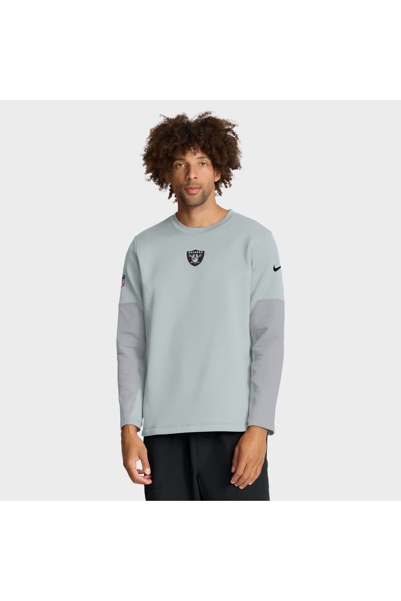 Men's Nike Silver Las Vegas Raiders Sideline Coach Therma-FIT Long Sleeve T-Shirt, Main, color, Silver