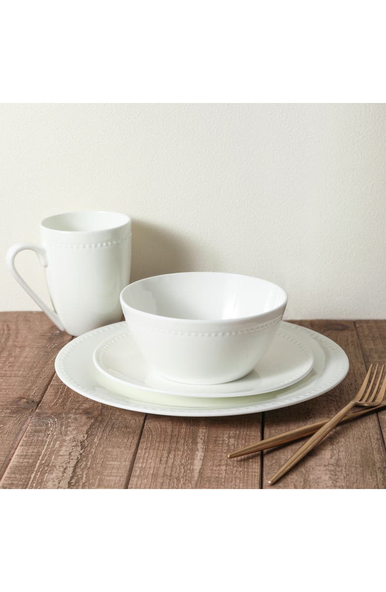 Stone Lain Ava Bone China 16-Piece Dinnerware Set, Main, color, White