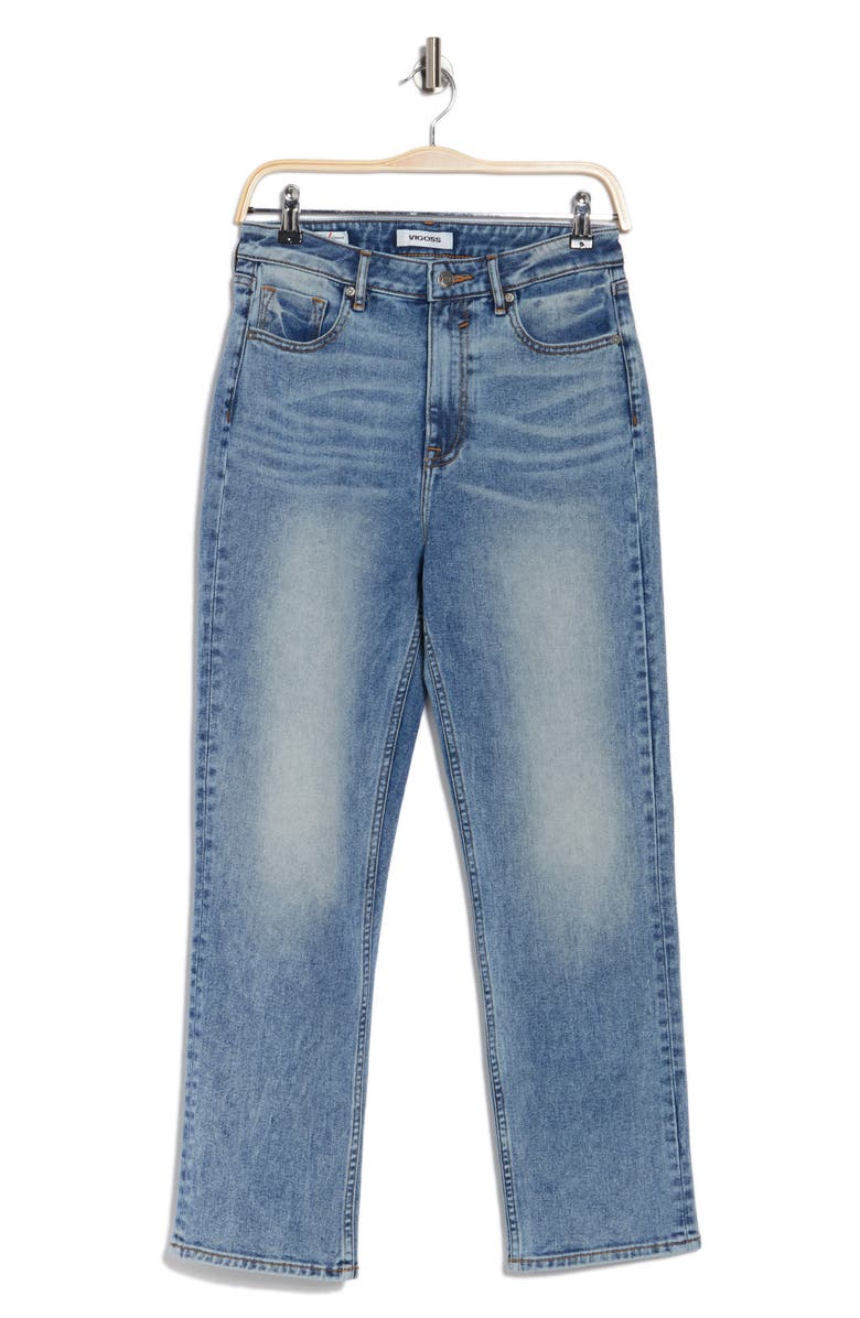 Vigoss High Waist Straight Leg Mom Jeans, Alternate, color, Medium Wash