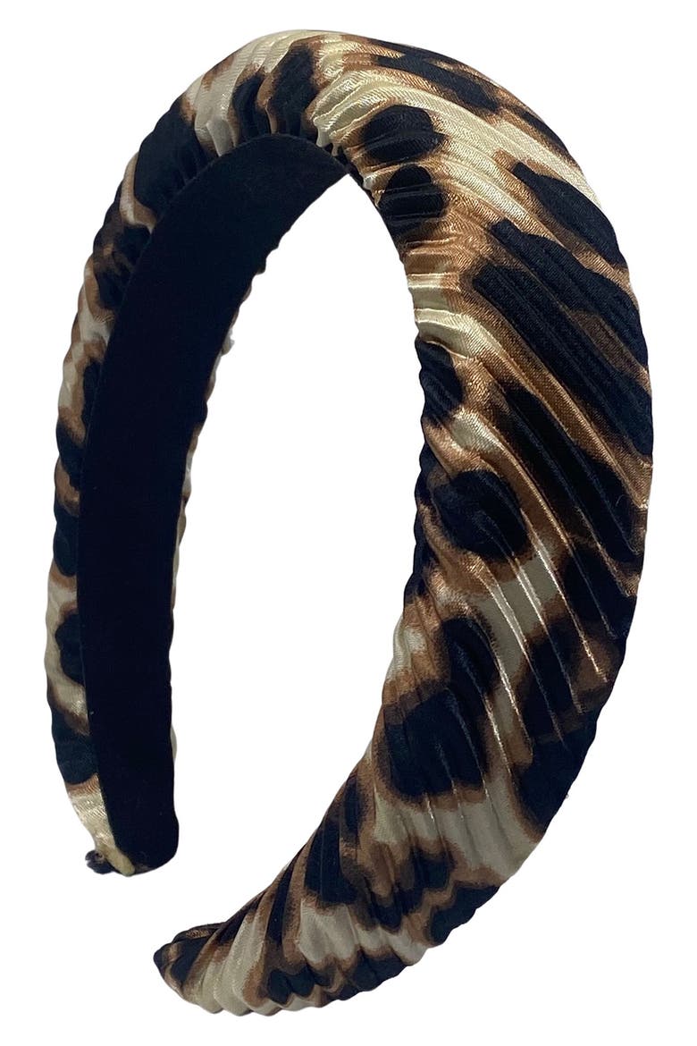 Pleated Headband, Main, color, LEOPARD