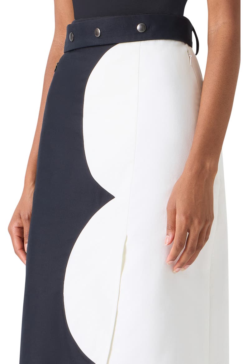 Cloud Cotton & Silk Blend Midi Skirt, Alternate, color, BLACK-ECRU