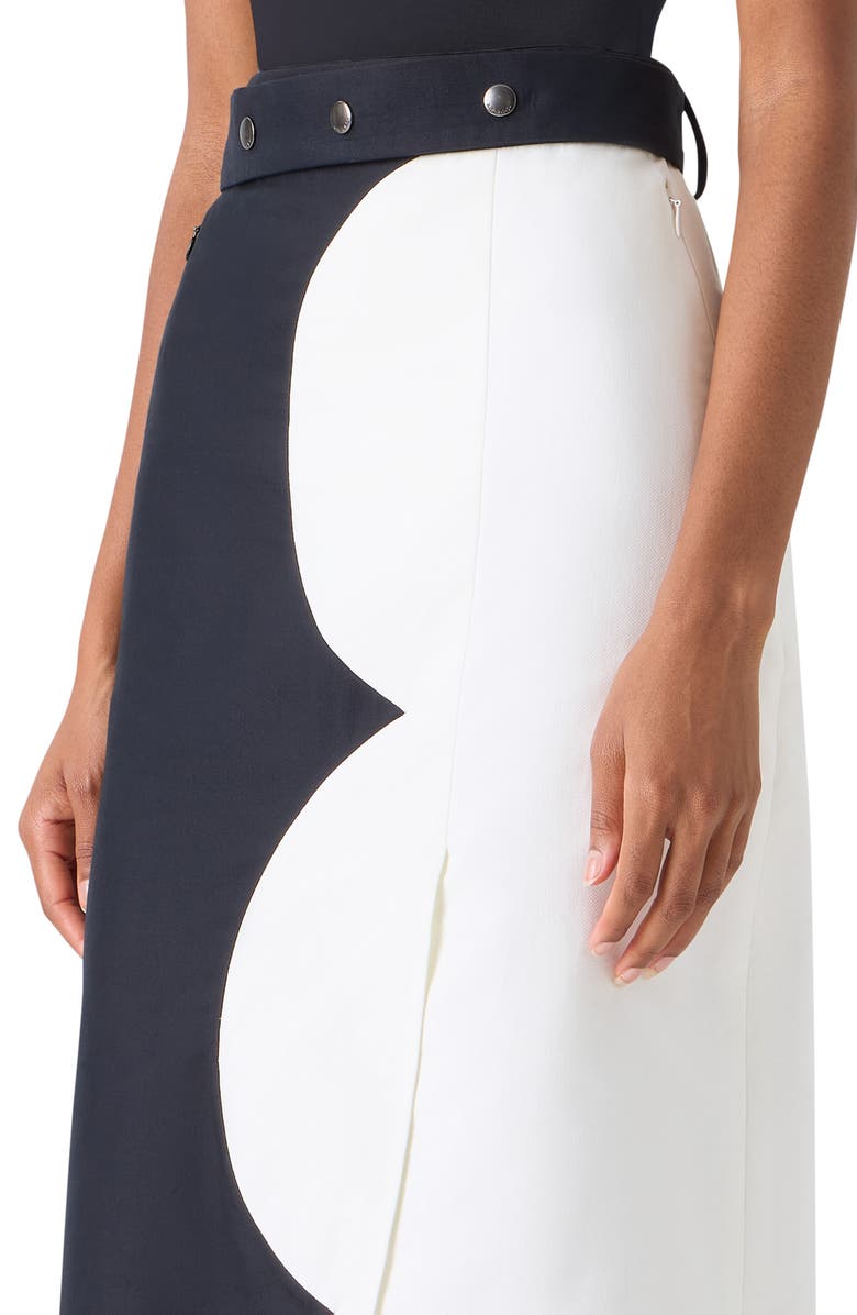 Akris Cloud Cotton & Silk Blend Midi Skirt, Alternate, color, Black-Ecru