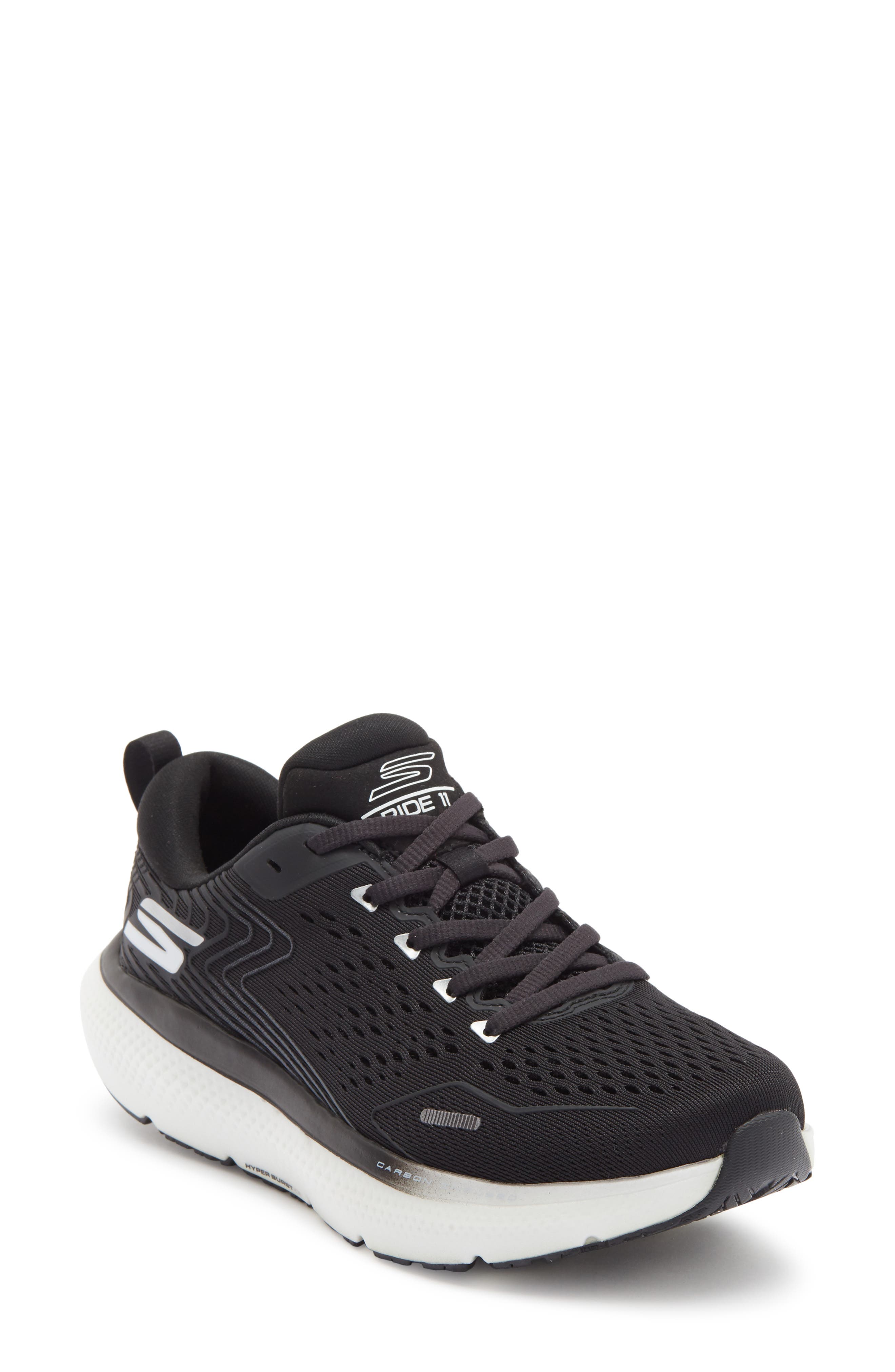 SKECHERS GO RUN Max Ride 11 Running Shoe, Main, color, Black/ White