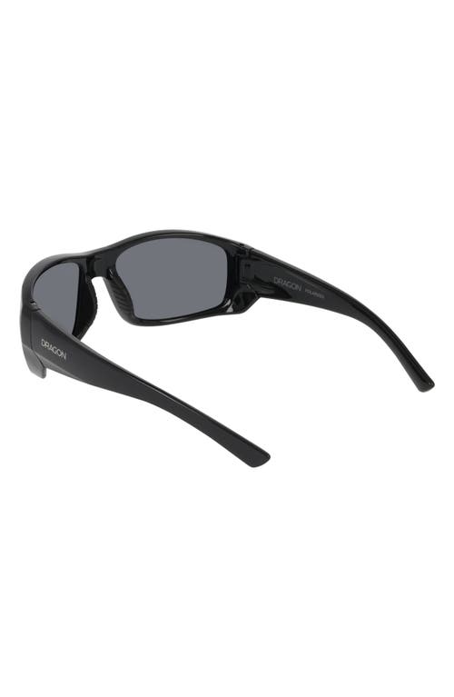 Dragon 64mm Oversize Rectangular Sunglasses In Shiny Black/smoke