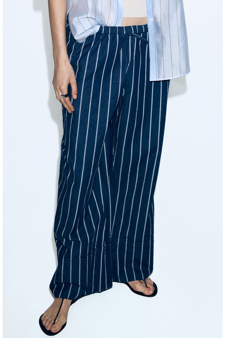 Stripe Drawstring Pants, Main, color, OPEN BLUE