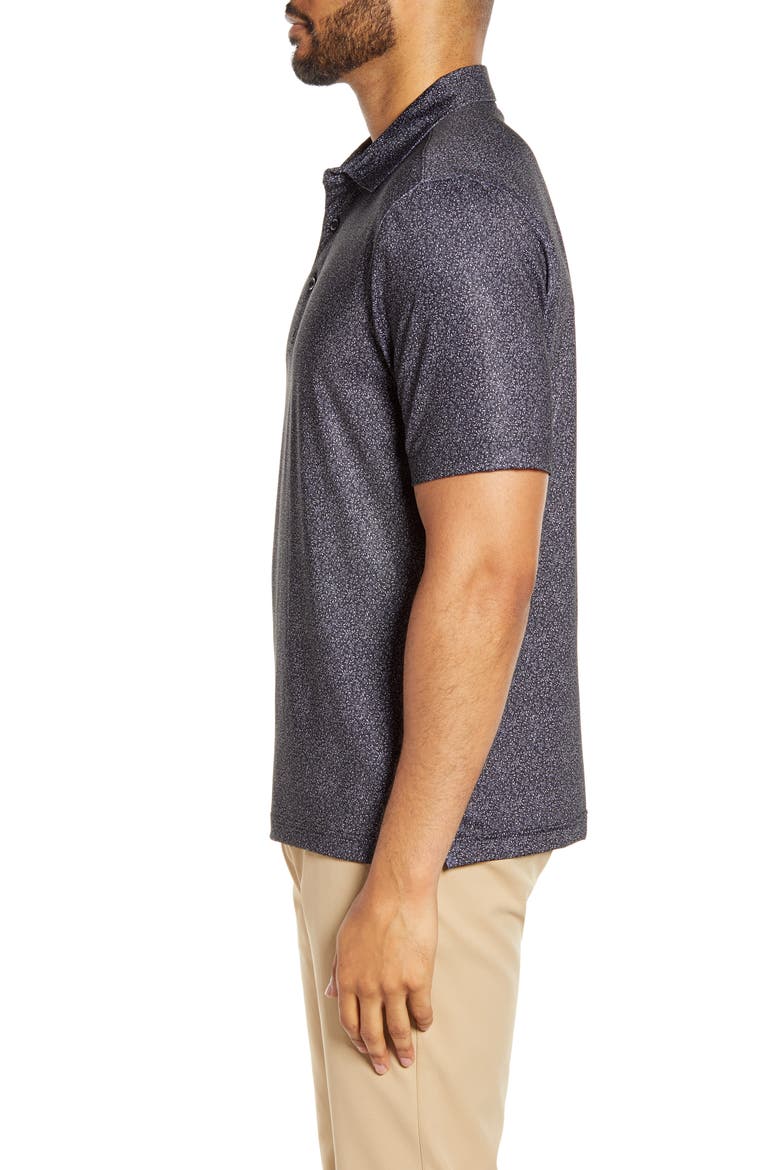 Pike Micro Floral Print Polo, Alternate, color, BLACK