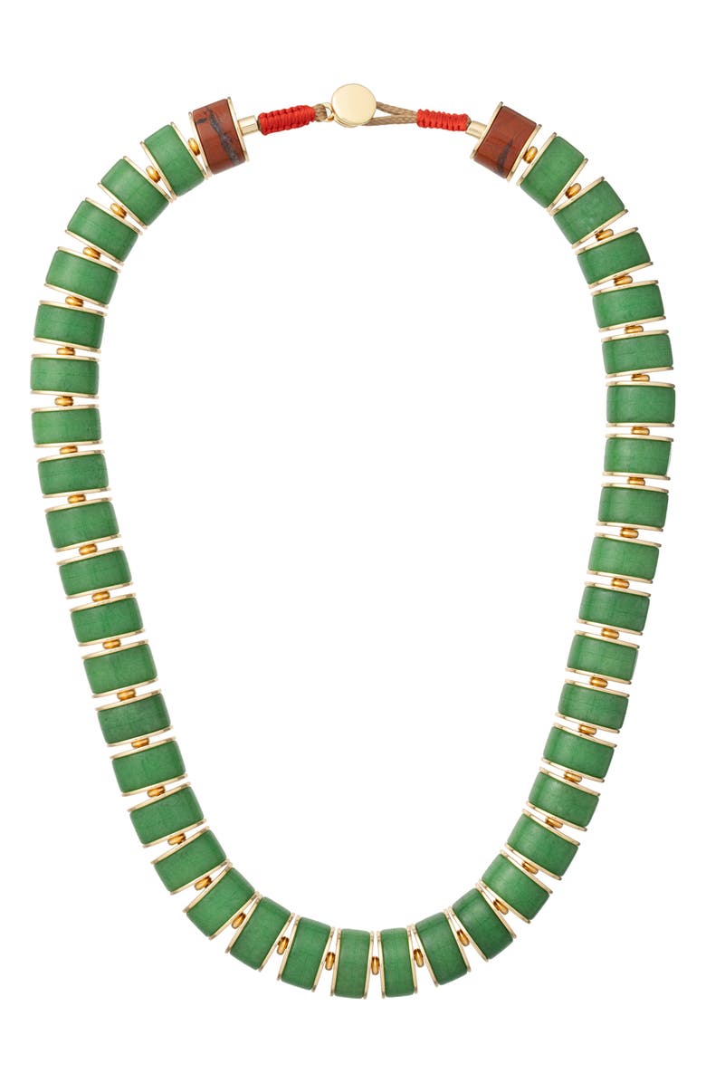 ROXANNE ASSOULIN Semiprecious Stone Heishi Beaded Necklace, Alternate, color, Gold/ Green Jade