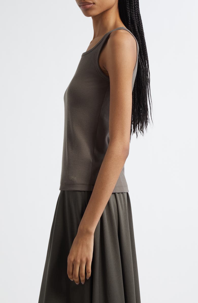 MM by Max Mara Strenna Stretch Cotton Ribbed Tank, Alternate, color, Dark Green