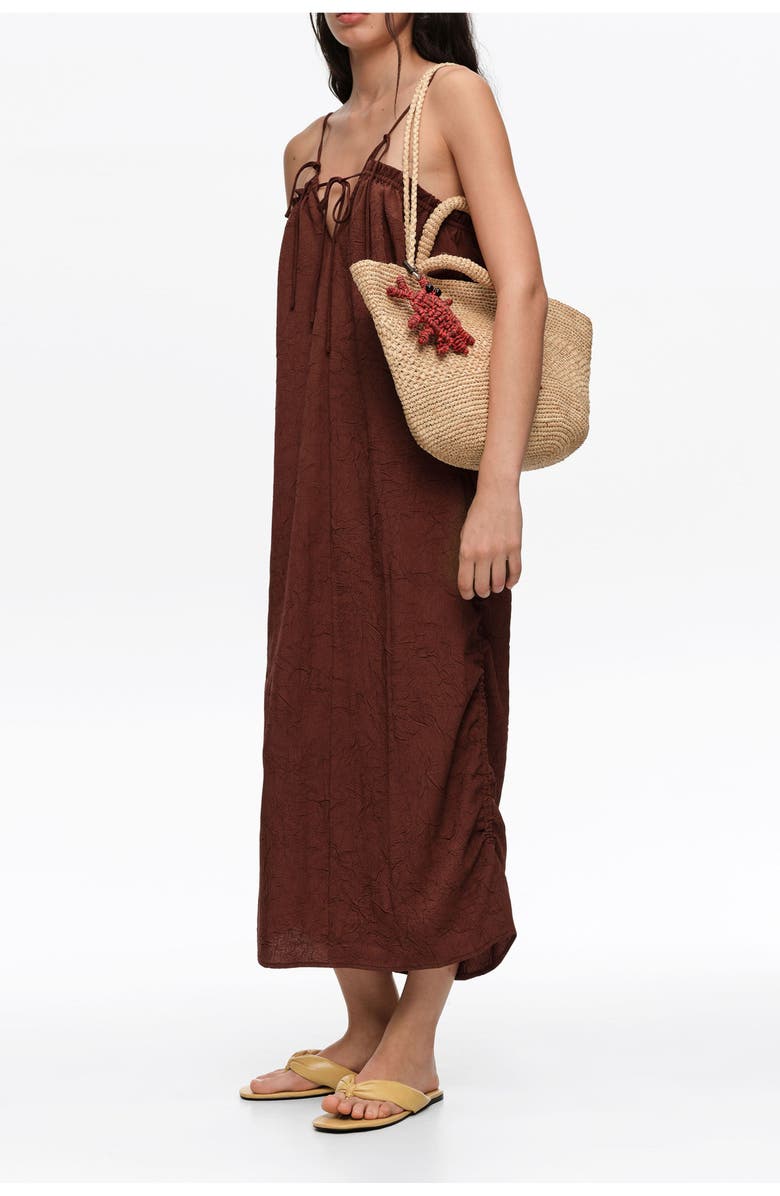 Bimba y Lola Midi Dress With Adjustable Straps, Alternate, color, Brown