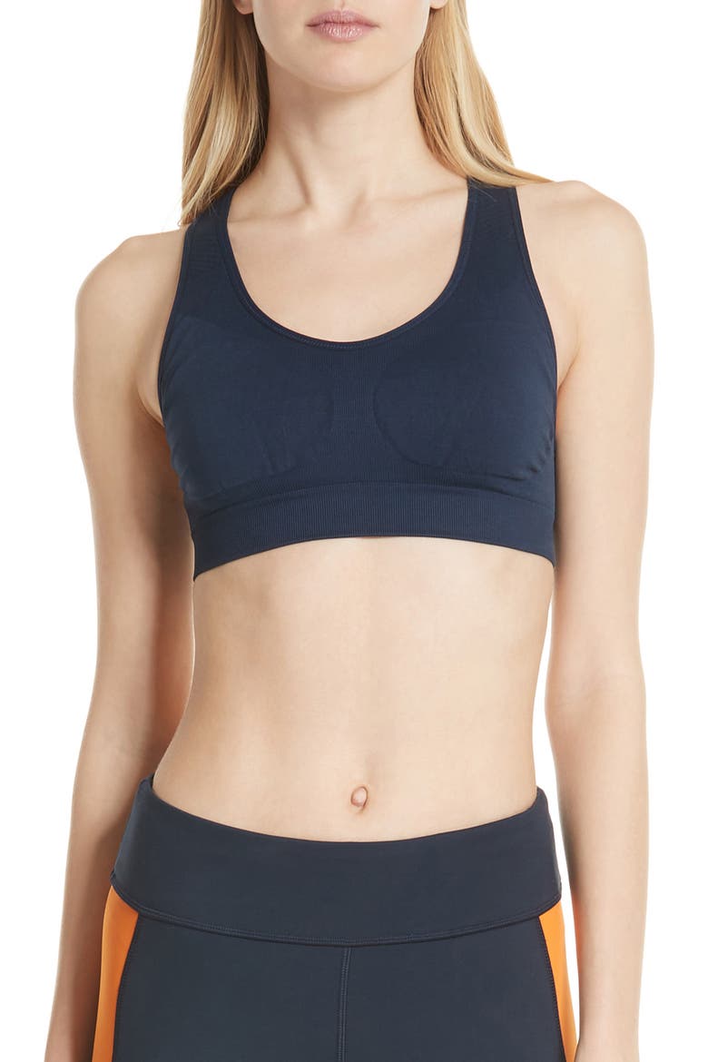 Tory Sport Seamless Racerback Bra, Main, color, TORY NAVY