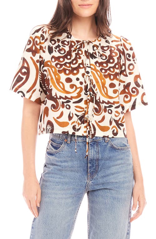 Shop Fifteen Twenty Nadine Bow Detail Crop Top In Batik Print