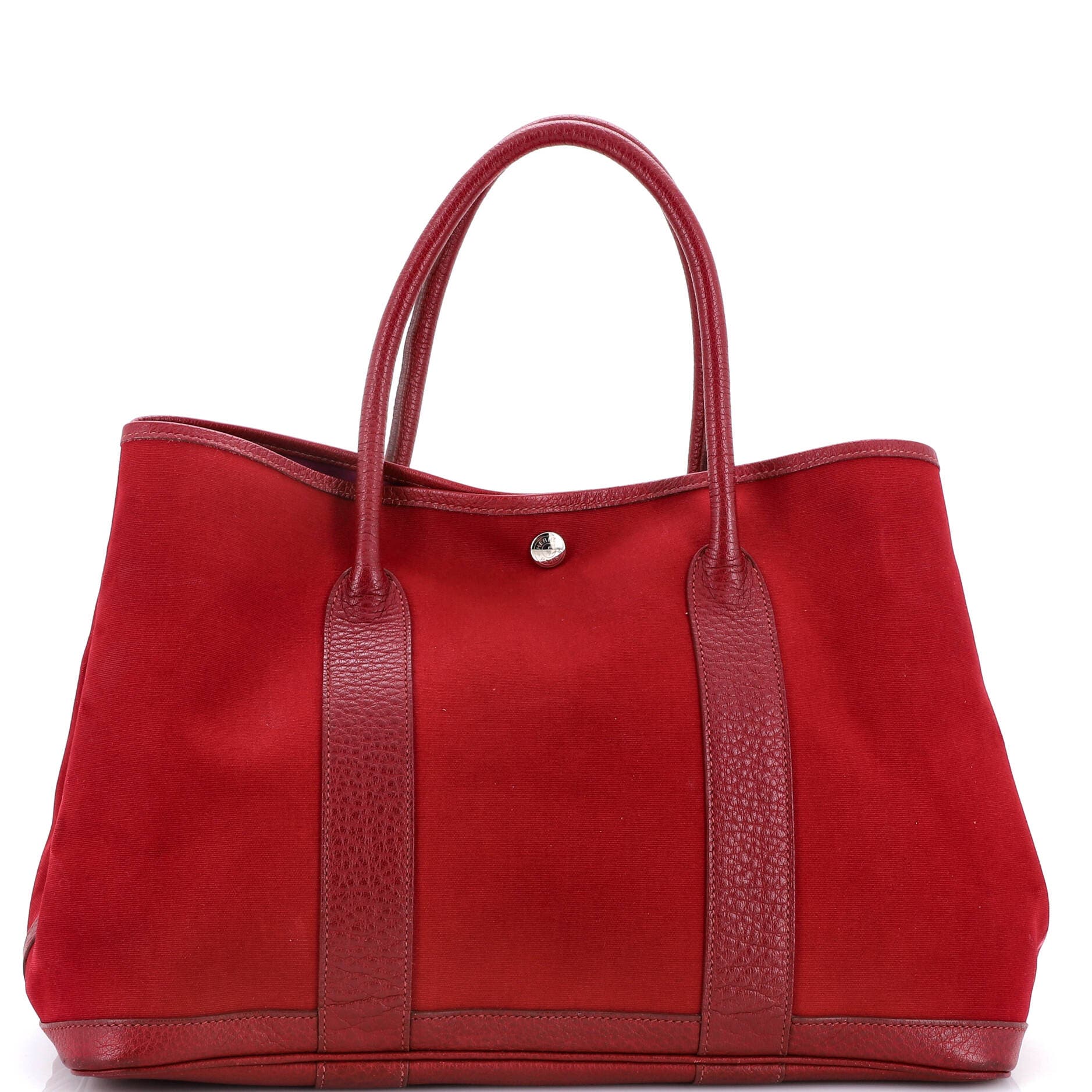 Pre-Owned Hermes Garden Party Tote Toile and Leather 36, Main, color, Rouge Imperial
