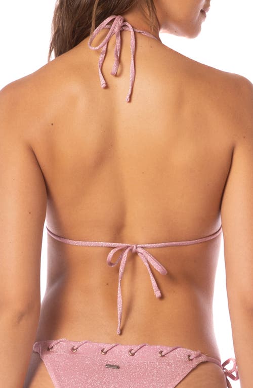Maaji Maverick Lace-up Reversible Bikini Top In Pink