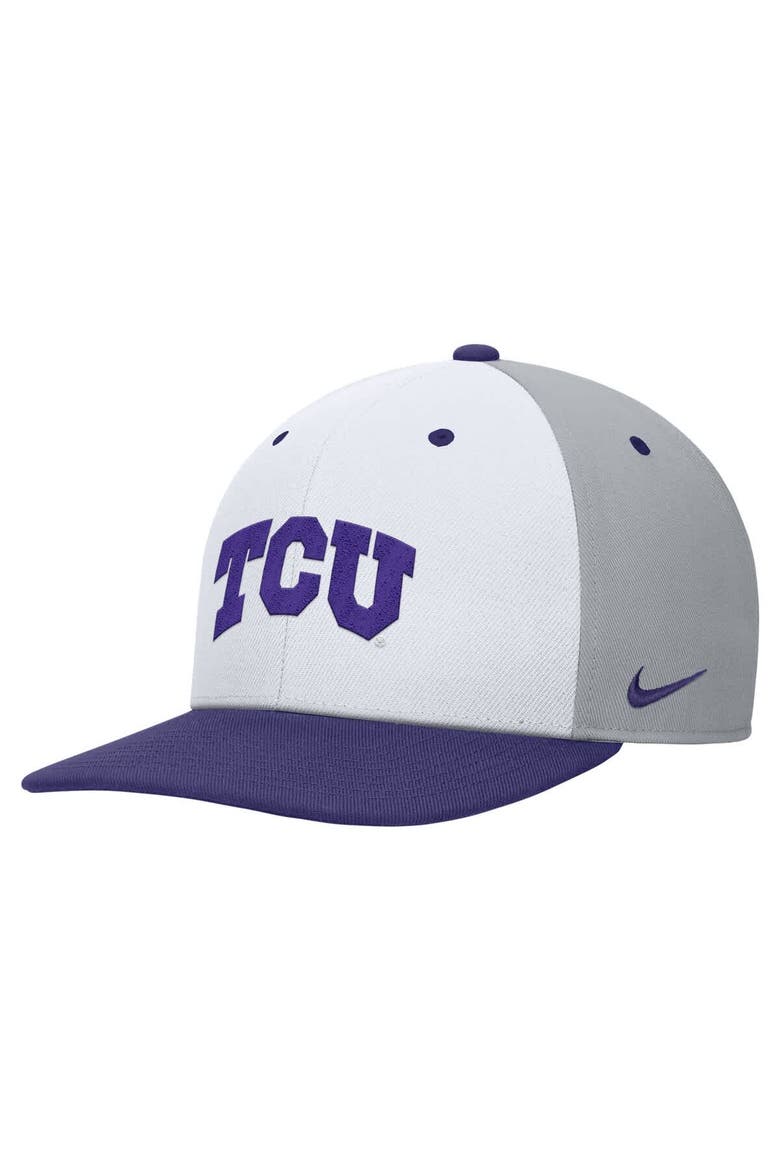 Men's Nike White/Gray TCU Horned Frogs Pro Performance Snapback Hat, Alternate, color, White