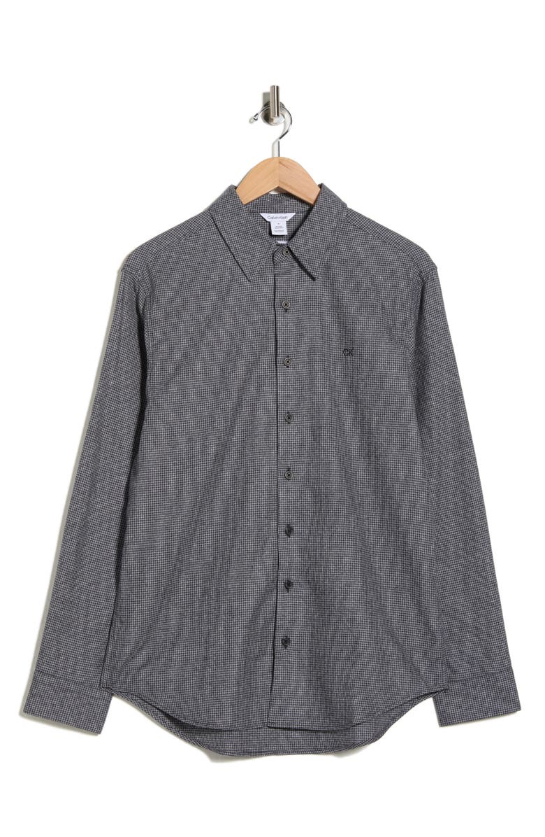 Calvin Klein Houndstooth Button-Up Shirt, Alternate, color, Black