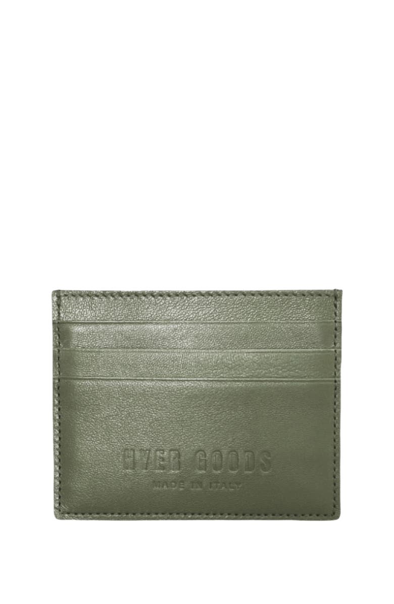HYER GOODS Upcycled Italian Leather Certo Card Wallet, Main, color, Olive