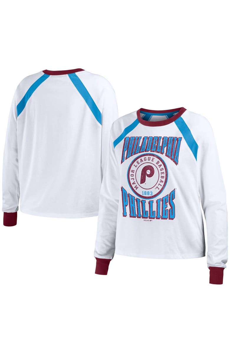 WEAR by Erin Andrews Women's WEAR by Erin Andrews White Philadelphia Phillies Raglan Long Sleeve T-Shirt, Alternate, color,