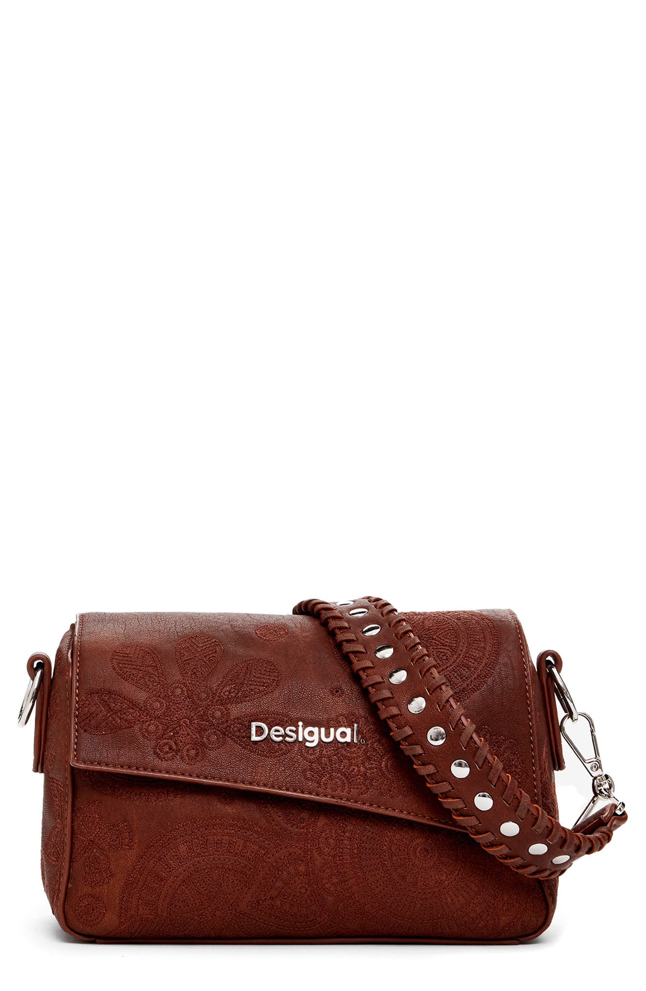 Desigual Dejavu Faux Leather Shoulder Bag, Main, color, Brown