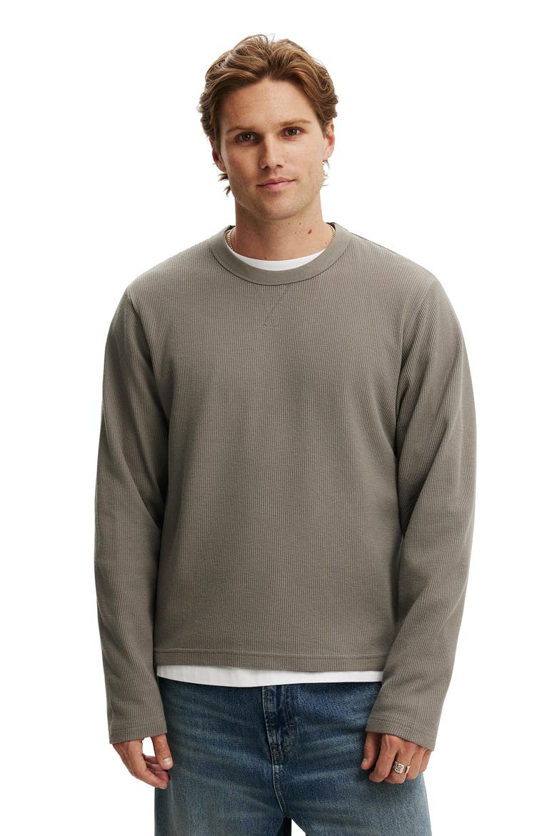 Men's Cropped Fit Long Sleeve, Main, color, Slate Stone Waffle
