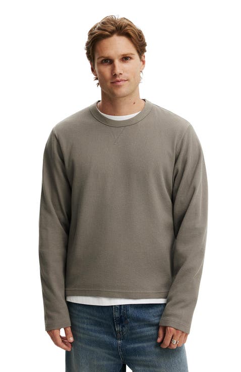 Men's Cropped Fit Textured Long Sleeve