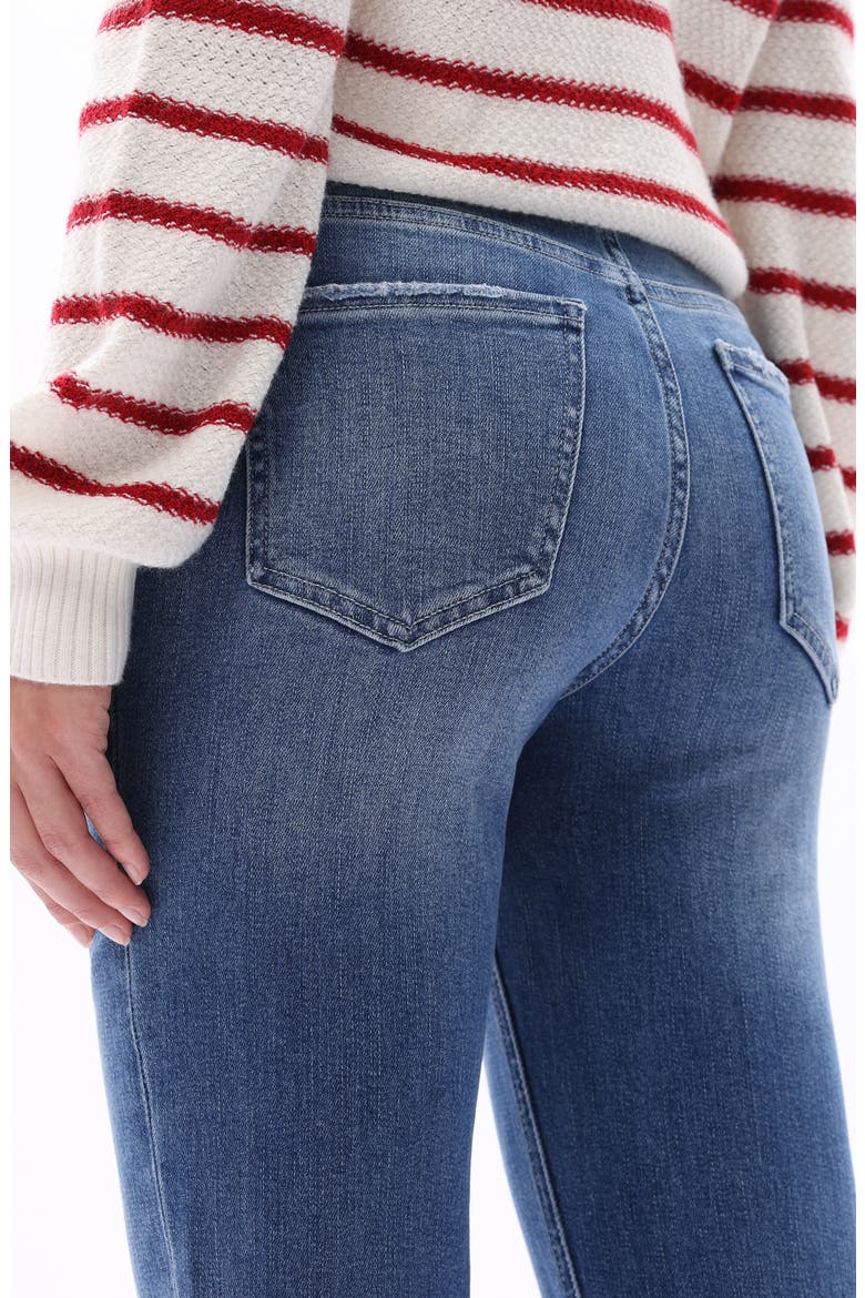 Print Split Hem Mid Rise Flare Jeans, Alternate, color, LIGHT BLUE