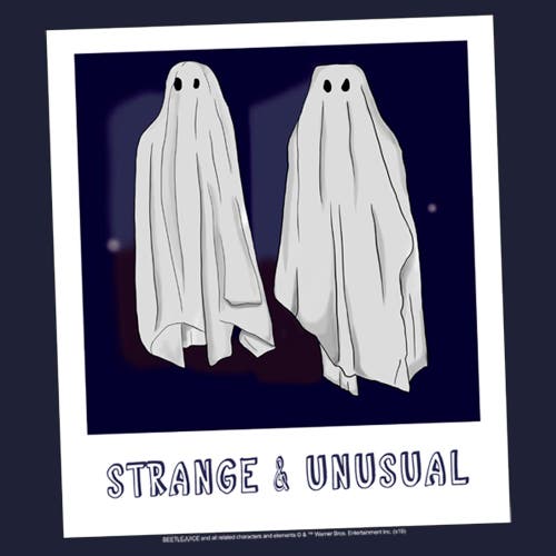 Beetlejuice Halloween Strange And Unusual Ghost Photo  Graphic T-shirt In Blue