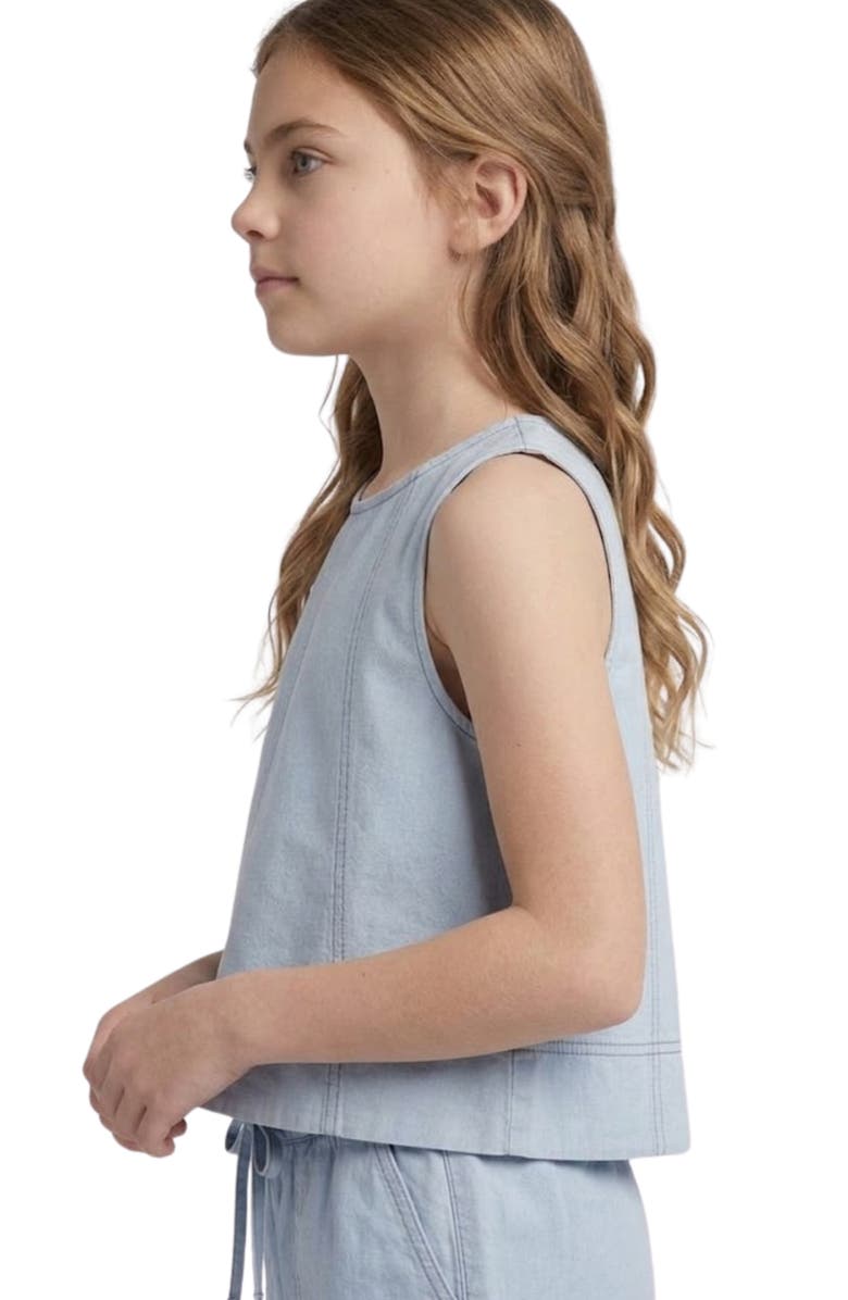 Hayden Girls Kids' Contrast Stitch Cotton Blend Top, Alternate, color, Light Blue