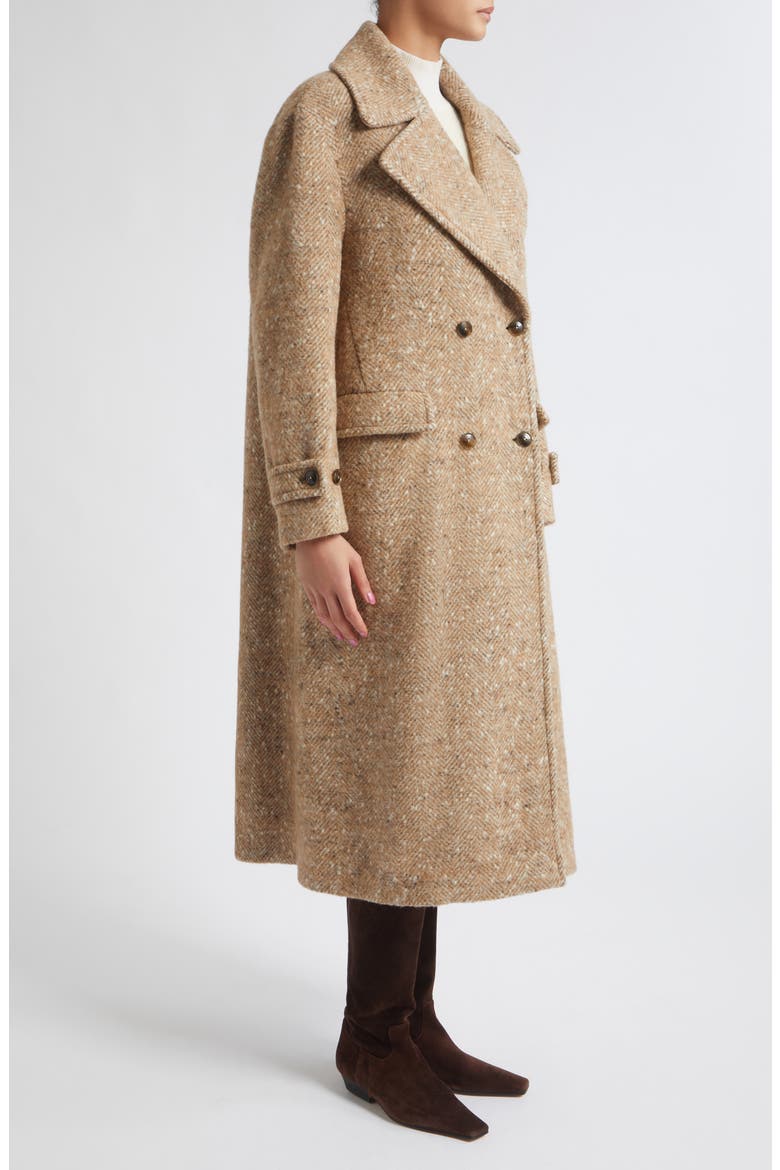 Alpaca Blend Herringbone Trench Coat, Alternate, color, 2113 CAMEL