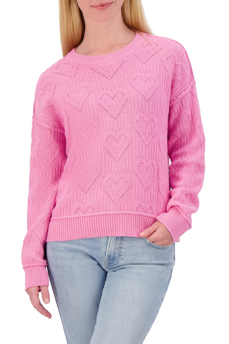 Heart Stitch Sweater, Main, color, ROSEBLOOM