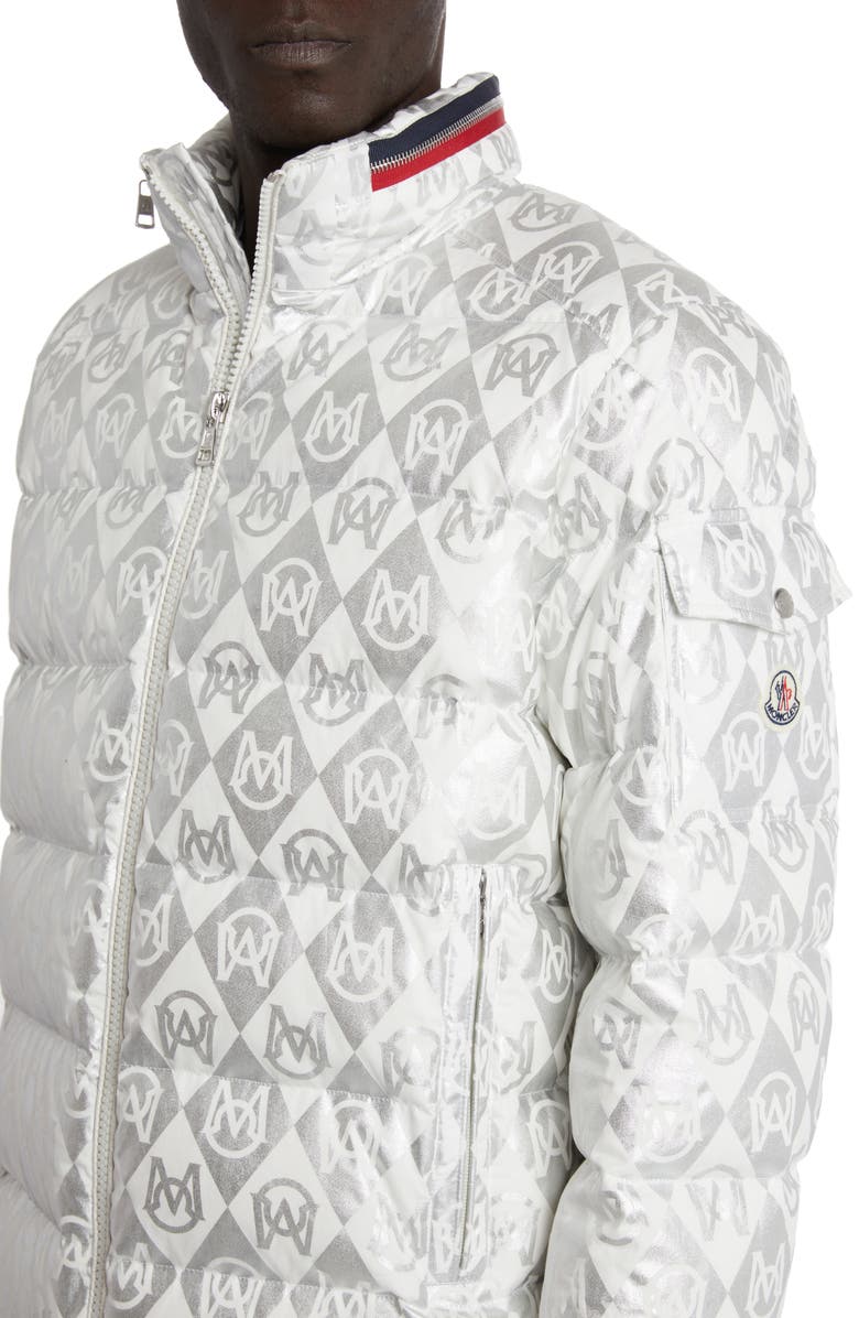 MONCLER / BOURNE/ダウンジャケット/4/コットン/WHT/総柄 Moncler Bourne Argyle Monogram Print Short Water Repellent Down