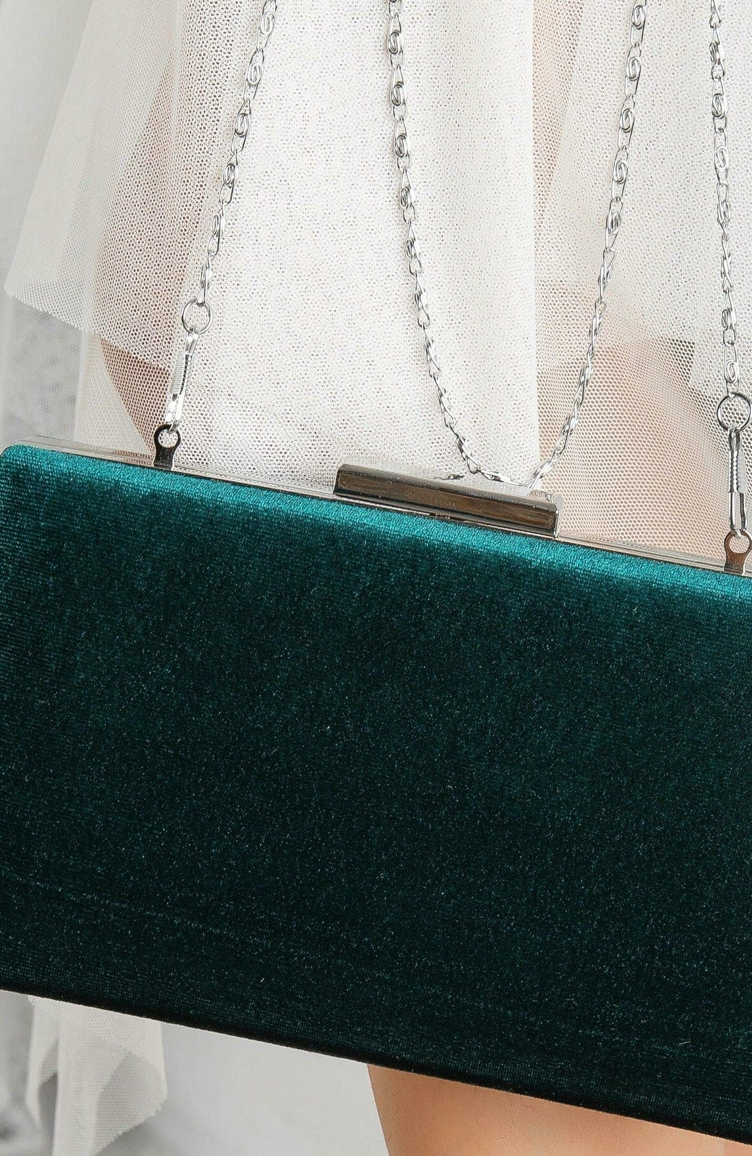 Clara Evening Clutch, Alternate, color, Emerald Green Velvet