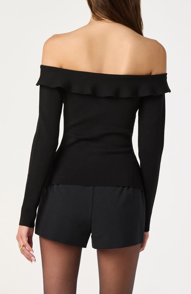 ASTR the Label Heart Button Off the Shoulder Sweater, Alternate, color, Black