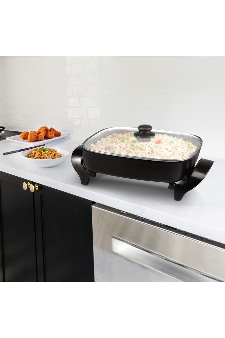 14.96 Inch Electric Fry Pan with Non-Stick Coating, Alternate, color, Black