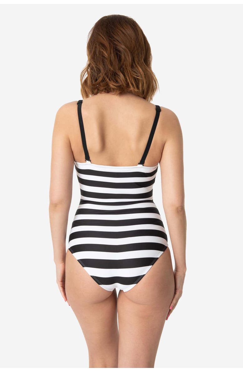 Unique Vintage Chevron Stripe One Piece Bathing Suit, Alternate, color, Black/ White