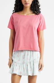 BP. Relaxed Fit Boat Neck Cotton T-Shirt