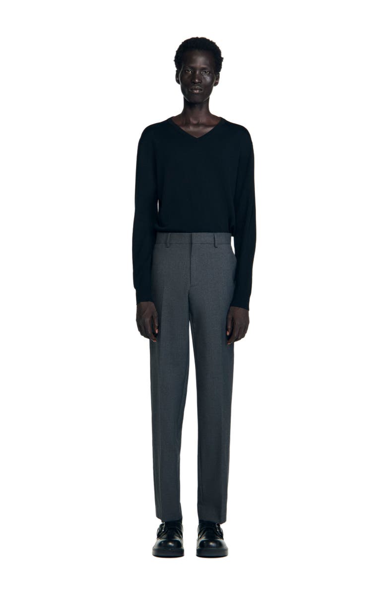 SANDRO Virgin wool suit trousers, Alternate, color, Heather Charcoal