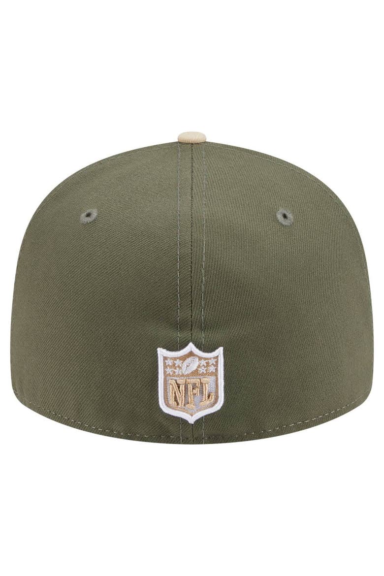 Men's New Era Light Beige/Olive Miami Dolphins Two-Tone Color Pack Split Panel 59FIFTY Fitted Hat, Alternate, color, Light Beige